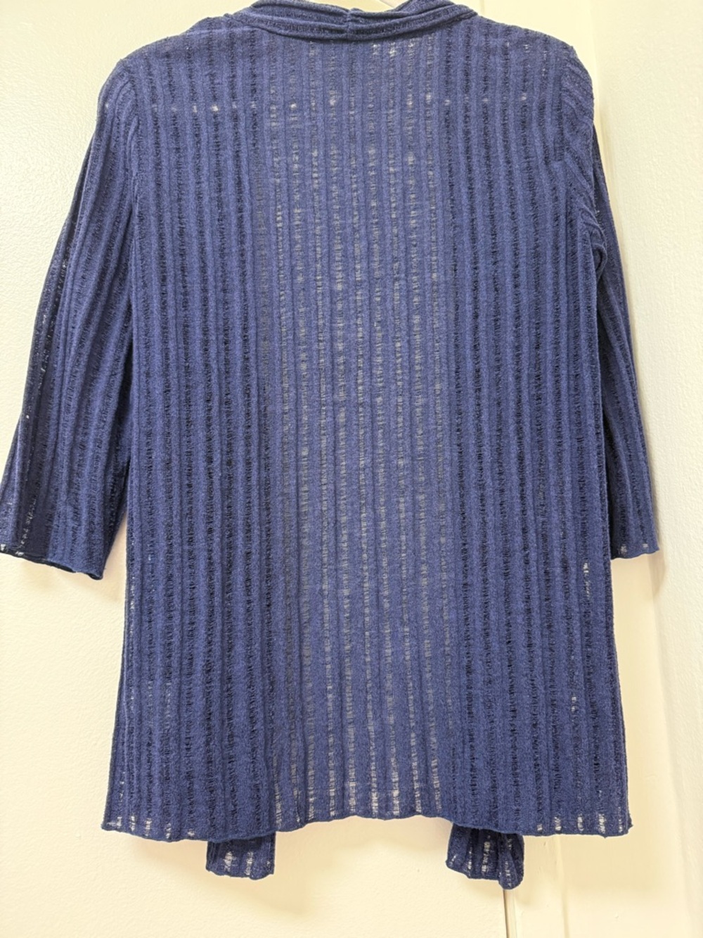 JM Collection Navy Open-Front Ribbed Cardigan - Picture 3 of 4